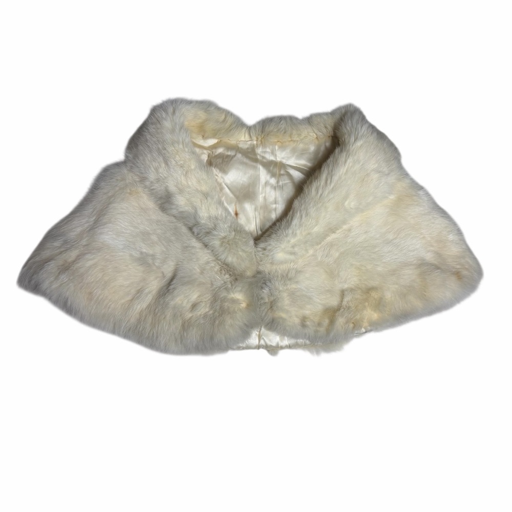 Vintage White cream Rabbit Fur Stole wrap